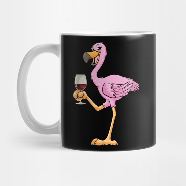 Beautiful flamingo is drinking a glass of wine by Markus Schnabel